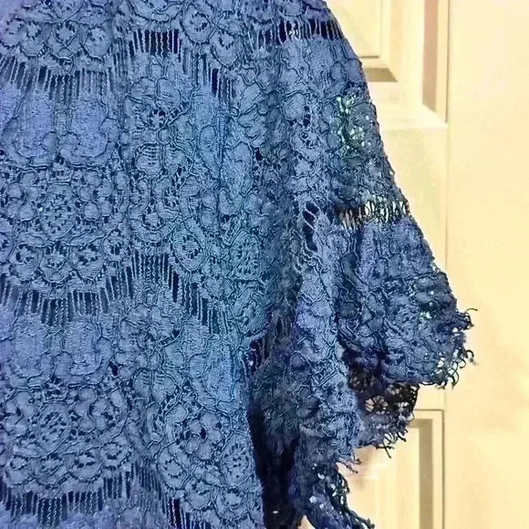 Lulus Take Me To Brunch Navy Blue Lace Mini Shift Dress Womens Size Large - Picture 4 of 7